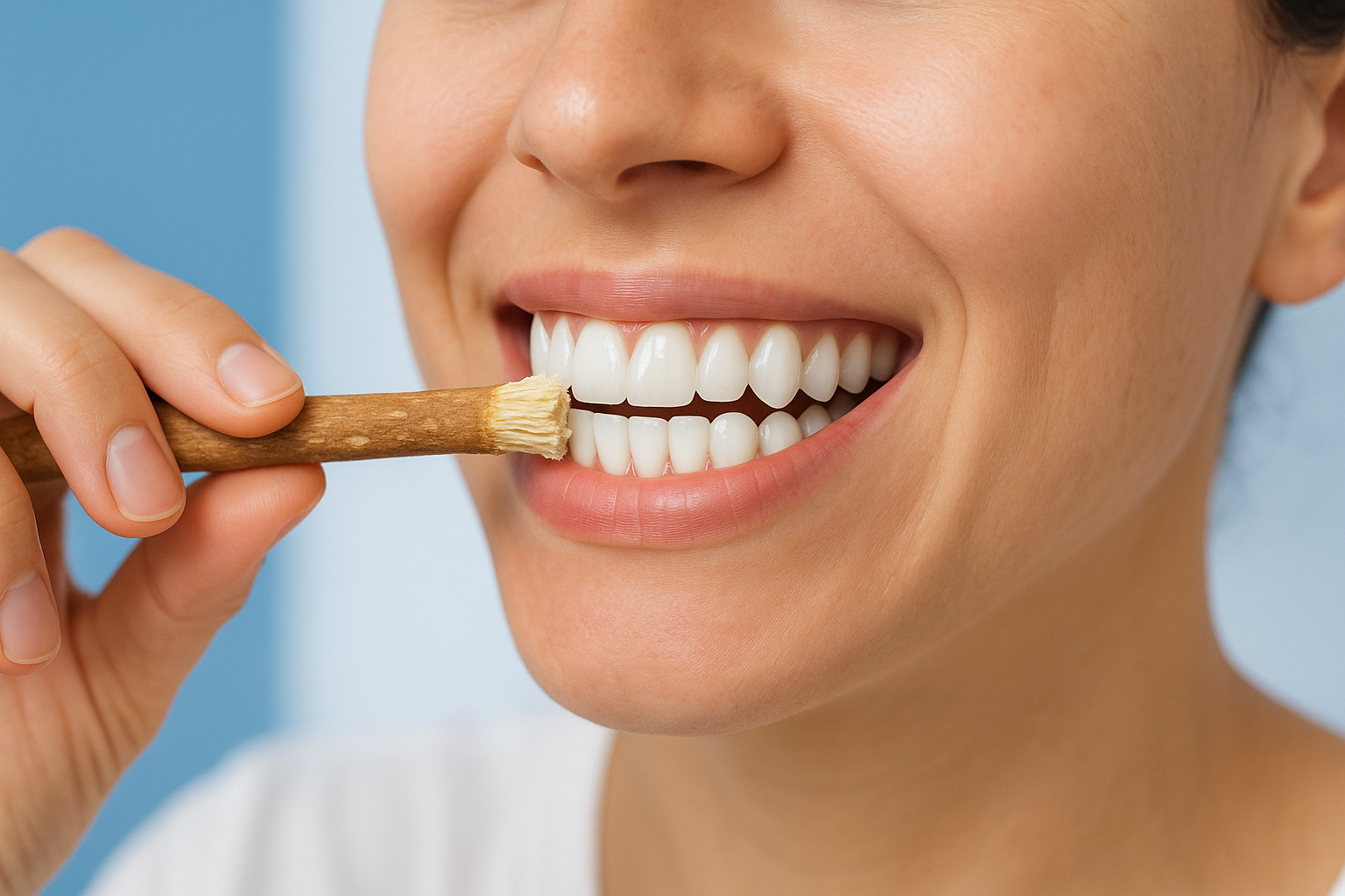 make his teeth with and make the background more blue and wite